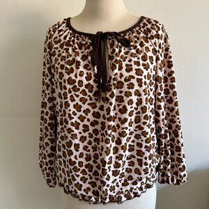 Tory Burch leopard print brown long sleeve tunic size XS